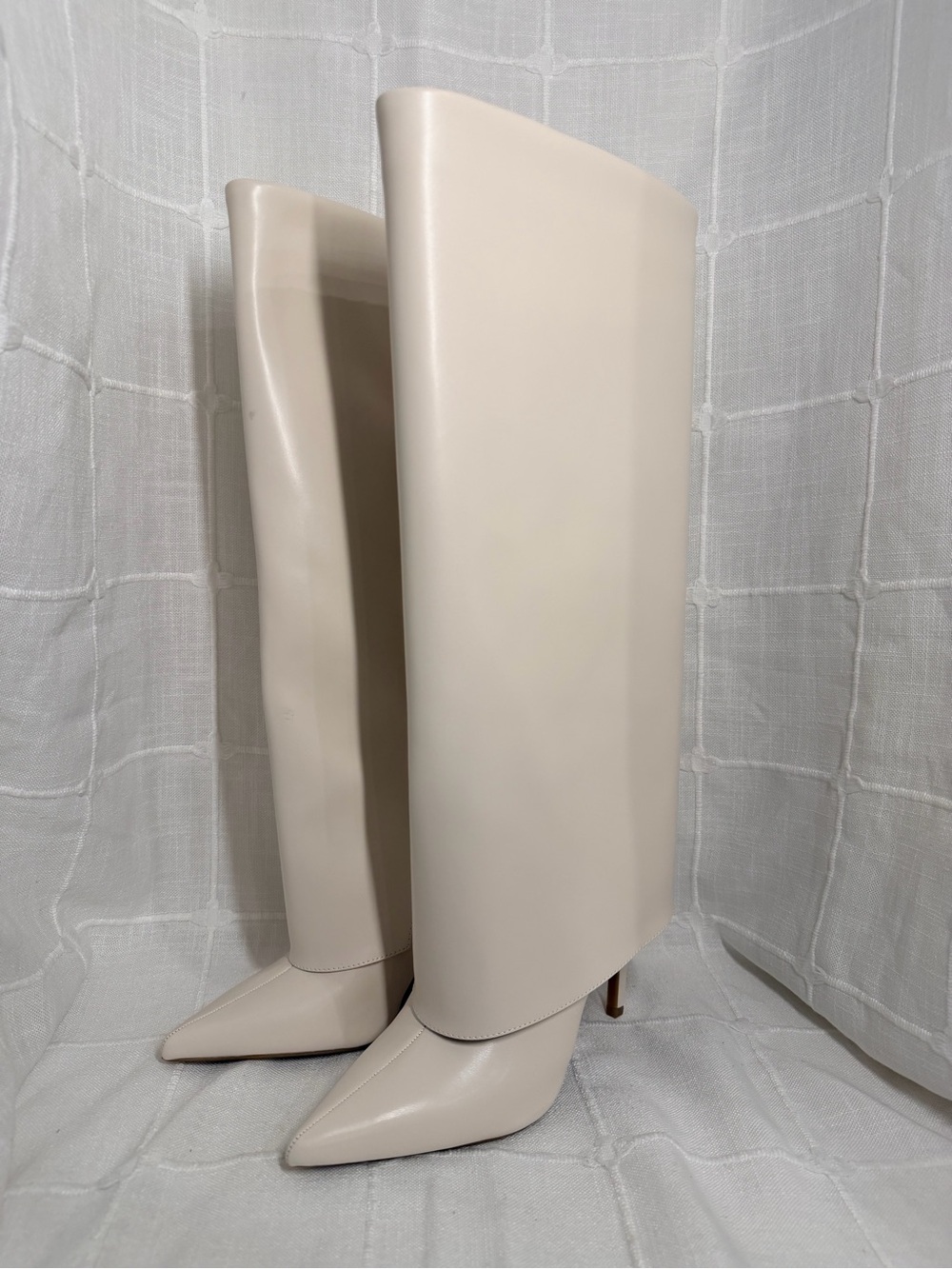 I.N.C. Skylar Off White Wide Calf Knee High Stiletto Boots 7M NIB NEW